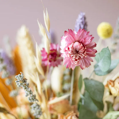 Bouquet di fiori essiccati Pastel + Vaso pieghevole